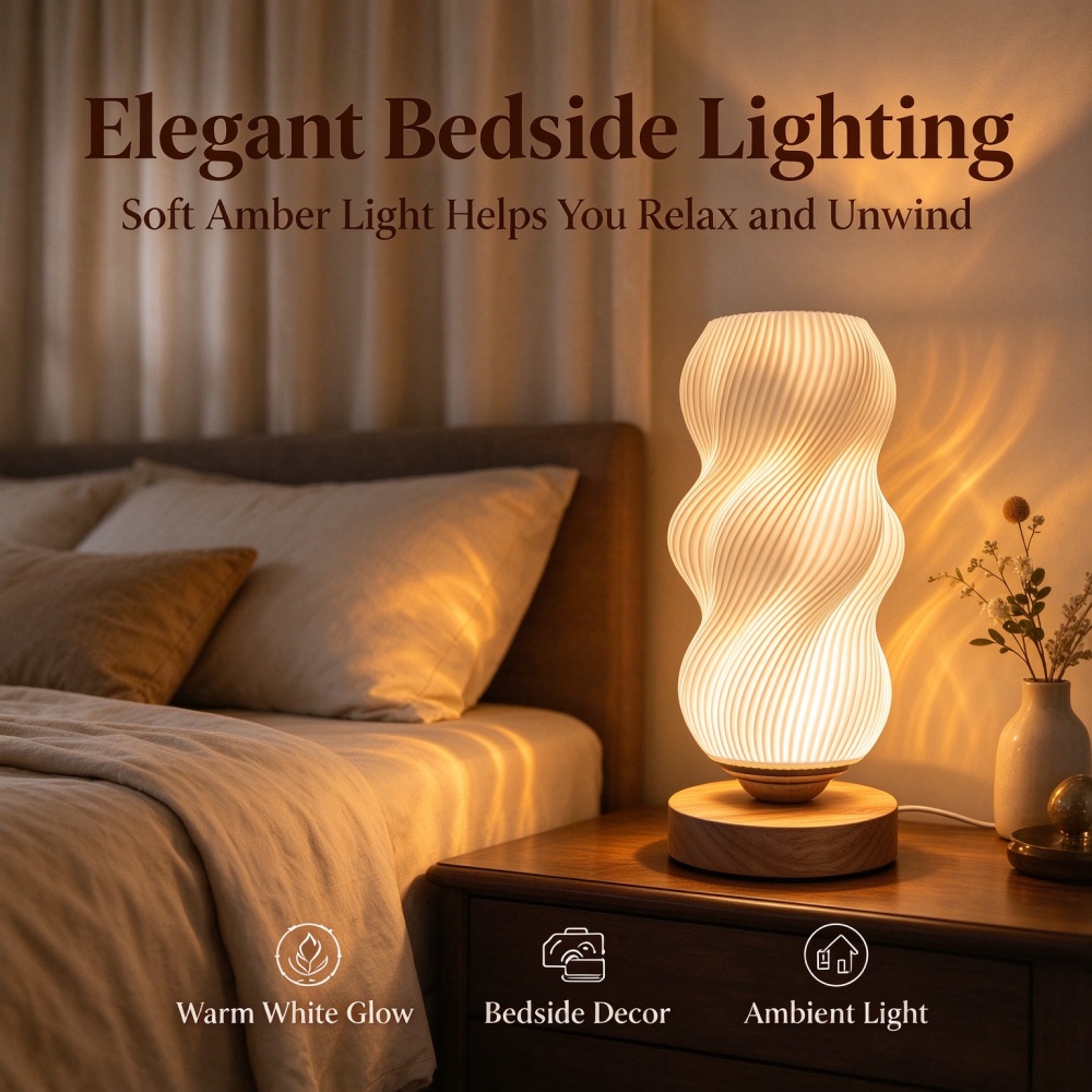 3D Printed Wave Texture Night  - Decor Lighting Lamps ulasan dan harga