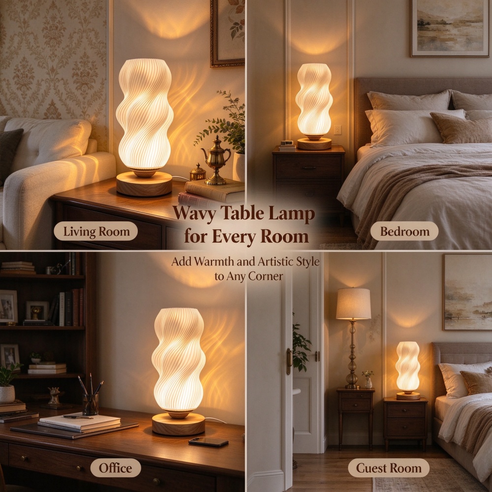 3D Printed Wave Texture Night  - Decor Lighting Lamps ulasan dan harga